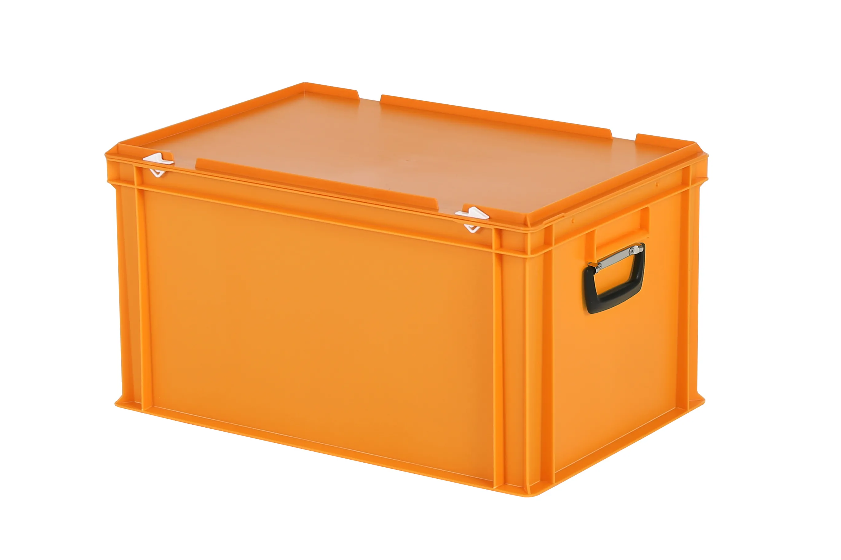 Plastic case - 600 x 400 x H 335 mm - Orange - Stacking bin with lid and case handles