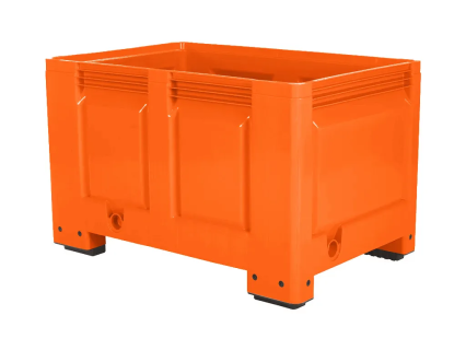 Palettenbox BIG BOX - 1200 &times; 800 mm - geschlossen - 4 F&uuml;&szlig;e - orange