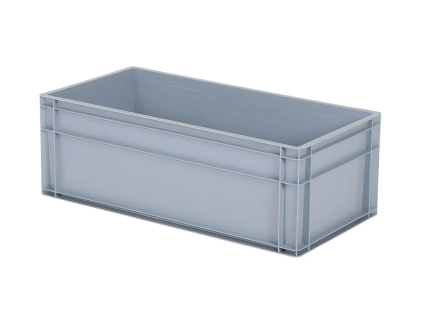 Stapelbak Euronorm - 800 x 400 x H 278 mm - grijs - gesloten handgrepen