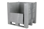 Palettenbox mit Ladeklappe Typ CB3 High - 1200 x 1000 x H 1140 mm - geschlossen - 3 Kufen - grau