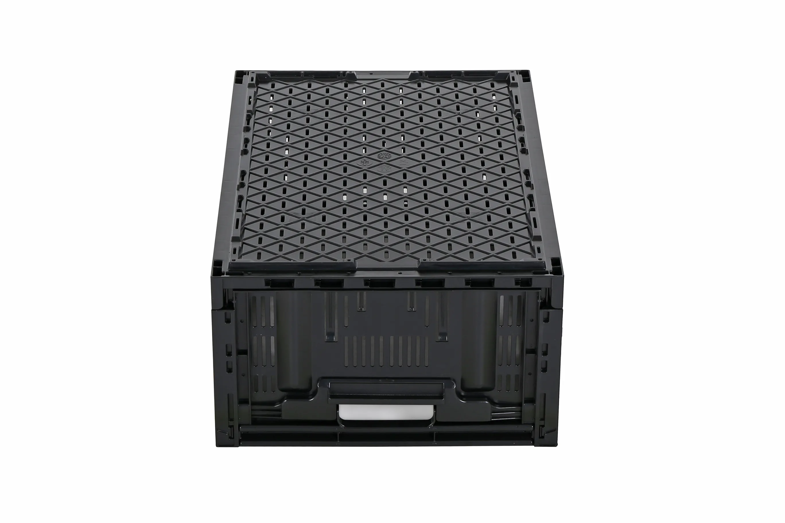 Folding crate - 600 x 400 x H 233 mm - black - Transoplastshop Folding crate - 600 x 400 x H 233 mm - black - Transoplastshop