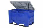 Palletbox BIG BOX - 1200 x 800 x H 830 mm - met deksel - gesloten - 3 sledes - blauw (strooizoutbak)