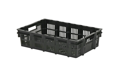 Stacking nestable crate - Euronorm - 600 x 400 x H 150 mm - black