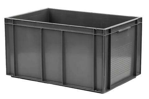 Euronorm stacking bin - 600 x 400 x H 318 mm - grey - closed