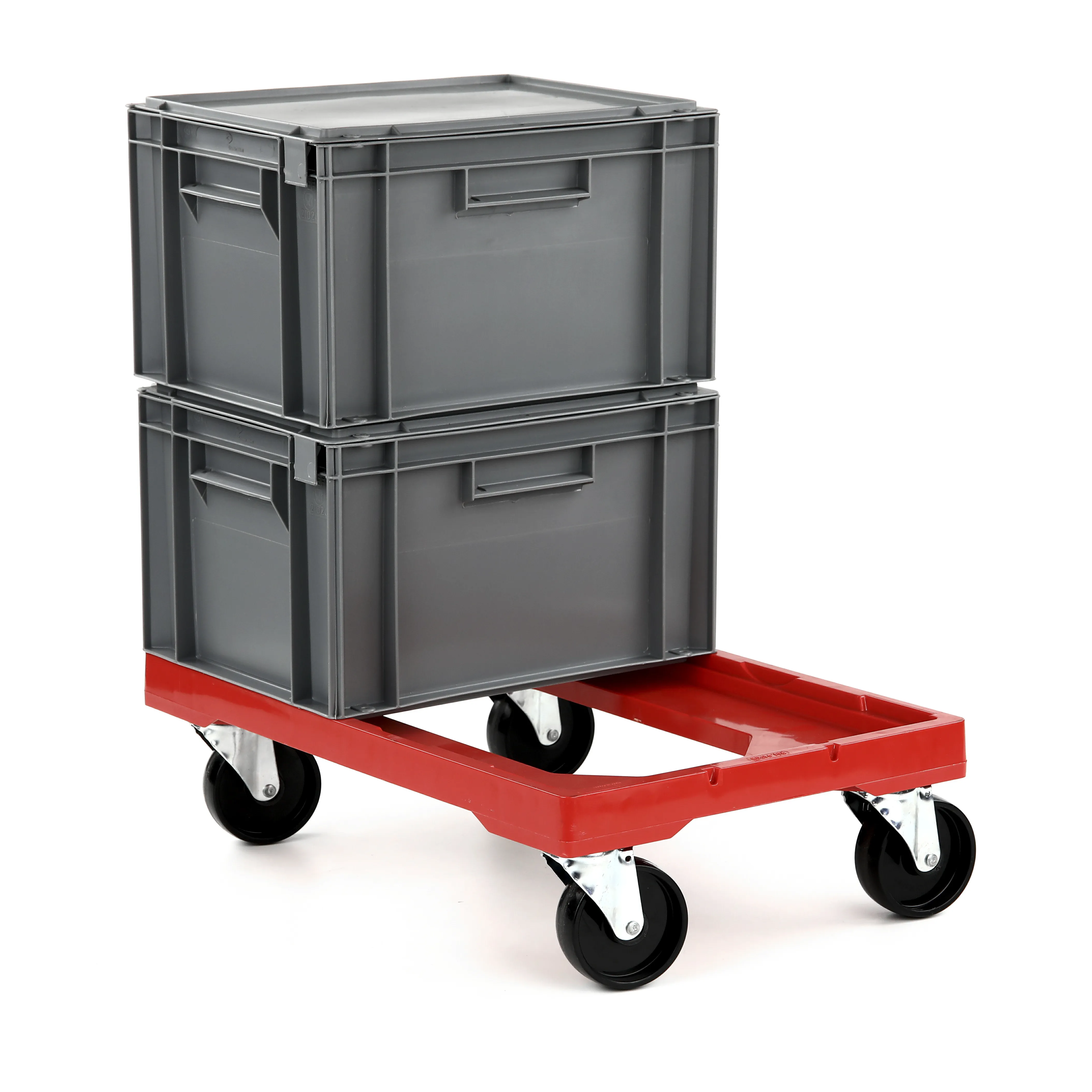Attached lid euro container - 400 x 300 x H 246 mm - grey
