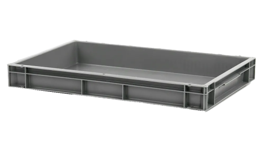 Euronorm stacking bin - 600 x 400 x H 73 mm - grey - closed