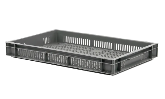 Euronorm stacking crate - 600 x 400 x H 73 mm - grey