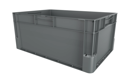EuroClick stacking bin - 600 x 400 x H 270 mm - grey - closed