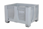 Palletbox MaxiLog - 1200 x 1000 mm - geperforeerd - 4 poten - grijs