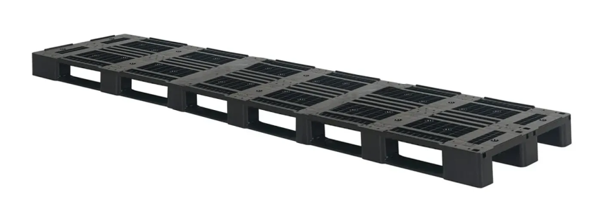 Kunststoffpalette - D1-TRIO ECO - 3000 x 800 mm - mit umlaufendem 7-mm-Rand - 3 Palettenkufen - verst&auml;rkt