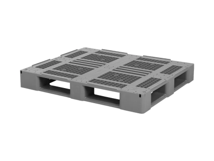 Industrial pallet D3-5 - 1200 x 1000 mm - with 5 skids - with 7 mm rims - grey