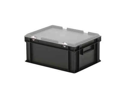 Combicolor dekselbak - 400 x 300 x H 190 mm (gladde bodem) - zwart-grijs