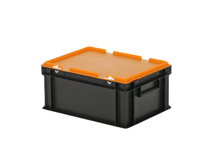 Combicolor dekselbak - 400 x 300 x H 190 mm (gladde bodem) - zwart-oranje