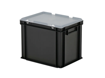 Combicolor dekselbak - 400 x 300 x H 335 mm (versterkte bodem) - zwart-grijs