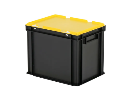 Combicolor dekselbak - 400 x 300 x H 335 mm (versterkte bodem) - zwart-geel