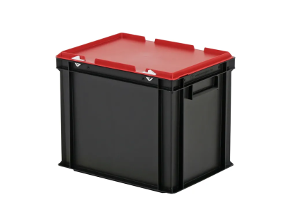 Combicolor dekselbak - 400 x 300 x H 335 mm (versterkte bodem) - zwart-rood