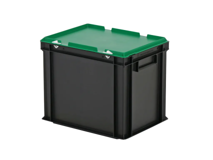 Combicolor dekselbak - 400 x 300 x H 335 mm (versterkte bodem) - zwart-groen