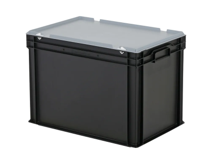 Combicolor Deckelbeh&auml;lter - 600 x 400 x H 439 mm (verst&auml;rkter Boden) - Schwarz-Grau