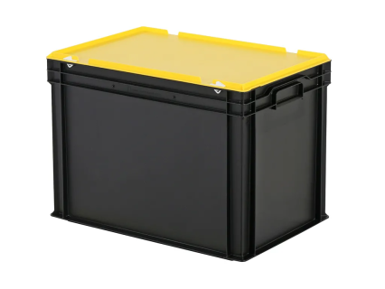 Combicolor Deckelbeh&auml;lter - 600 x 400 x H 439 mm (verst&auml;rkter Boden) - Schwarz-Gelb