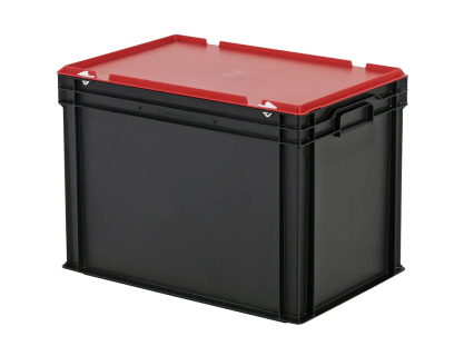 Combicolor Deckelbeh&auml;lter - 600 x 400 x H 439 mm (verst&auml;rkter Boden) - Schwarz-Rot
