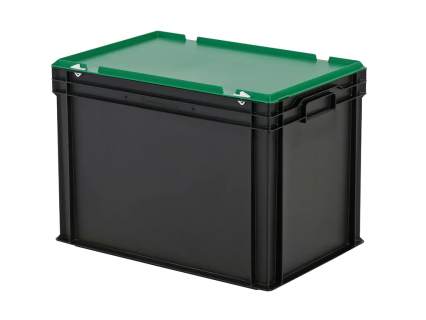 Combicolor Deckelbeh&auml;lter - 600 x 400 x H 439 mm (verst&auml;rkter Boden) - Schwarz-Gr&uuml;n