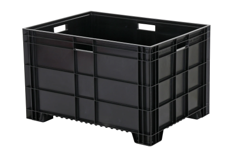 Stapelbeh&auml;lter Euronorm - 800 x 600 x H 500 mm (verst&auml;rkter Boden) - Schwarz