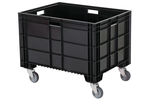 Stapelbak Euronorm op wielen - 800 x 600 x H 640 mm - zwart