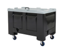 Verrijdbare BIG BOX palletbox met deksel - 1200 x 800 x H 955 mm - 4 zwenkwielen - zwart