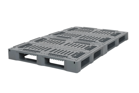 Kunststoffpalette E3-5-DUO ECO - 2000 x 1200 mm - mit umlaufendem 5-mm-Rand - 5 Palettenkufen - verst&auml;rkt