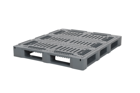 Kunststof pallet E3-5-DUO ECO - 1400 x 1200 mm - met randen 5 mm rondom - 6 palletsledes - versterkt