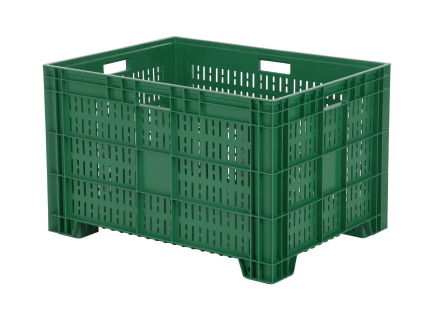 Stapelbak Euronorm - 800 x 600 x H 500 mm - geperforeerde wanden - groen