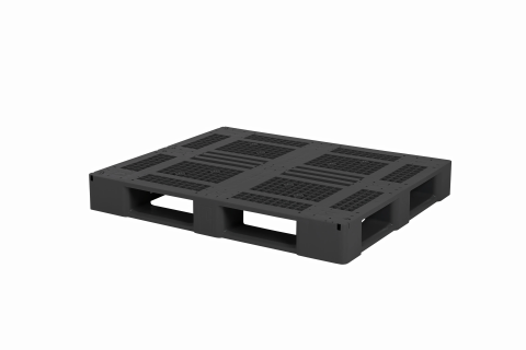 Industrial pallet D3-5 ECO - 1200 x 1000 mm - with 5 skids - without rims - black