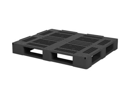 Industrial pallet D3-5 ECO &ndash; 1200 x 1000 mm &ndash; with 5 runners - with 7 mm rims &ndash; black