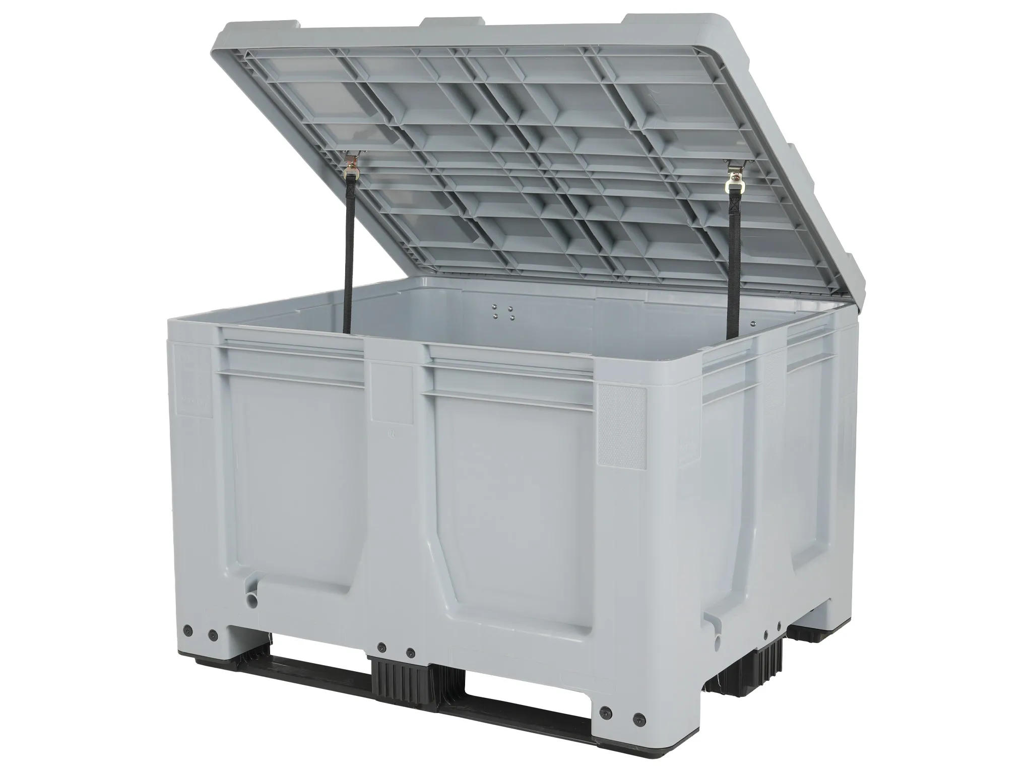Pallet box MaxiLog - 1200 &times; 1000 mm - with lid - closed - 3 runners - (gritting salt bin)