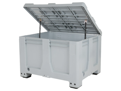 Caisse-palette MaxiLog - 1200 &times; 1000 mm - avec couvercle - ferm&eacute;e - 4 pieds - (bac &agrave; sel)