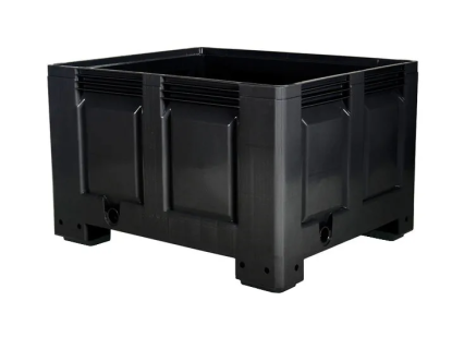 Palettenbox BIG BOX - 1200 &times; 1000 mm - geschlossen - 4 F&uuml;&szlig;e - schwarz