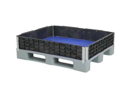 Pallet collar 60100 - foldable - 4 hinges (galvanised) - 1200 &times; 1000 mm - closed - black