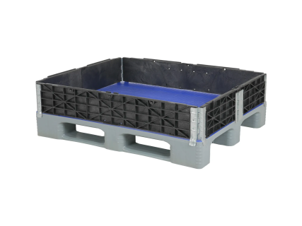 Pallet collar 60106 - foldable - 6 hinges (galvanised) - 1200 &times; 1000 mm - closed - black