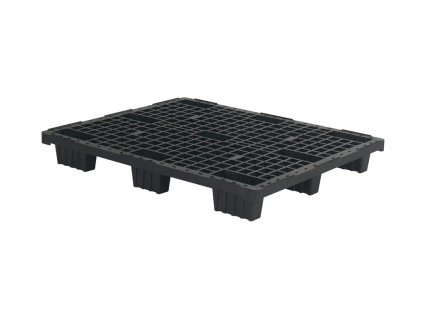 Exportpalette / Europalette 1210LB - 1200 &times; 1000 mm - auf 9 F&uuml;&szlig;en - mit 5 mm Rand - nestbar - offene Deckfl&auml;che - Standard-Regenerat - schwarz