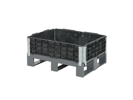 Pallet collar 60600 - foldable - 4 hinges (galvanised) - 800 &times; 600 mm - closed - black