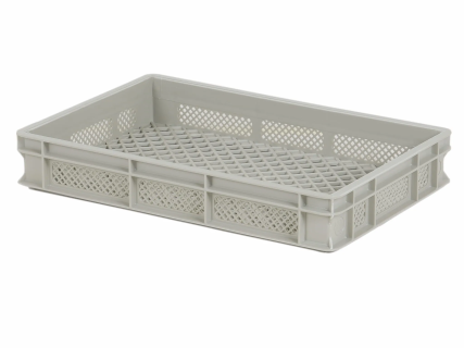 Stapelkrat - 600x400xH100mm - grof geperforeerde bodem - grijs