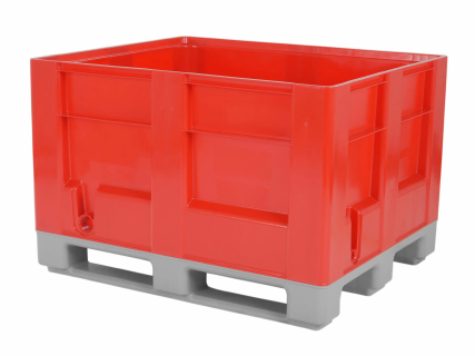 HygienePalletBox HB3 - caisse-palette en plastique - 1200 &times; 1000 mm - ferm&eacute;e - 3 semelles - rouge