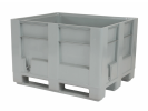 Hygienepalettenbox HB3 - Kunststoff-Palettenbox - 1200 &times; 1000 mm - geschlossen - 3 Kufen - grau