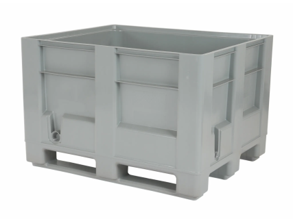 HygienePalletBox HB3 - caisse-palette en plastique - 1200 &times; 1000 mm - ferm&eacute;e - 3 semelles - gris