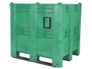 Palletbox type MAXI BOX - 1300x1150xH1250mm - gesloten - 3 sledes - groen