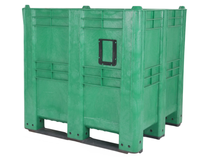 Caisse-palette type MAXI BOX - 1300 x 1150 x H1250 mm - ferm&eacute;e - 3 semelles - vert