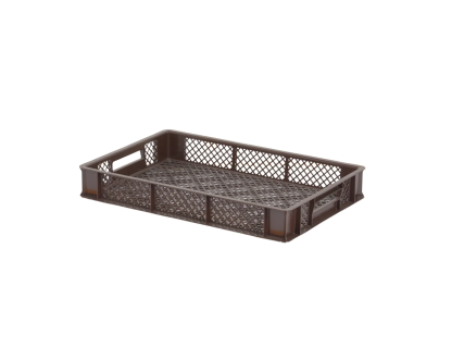 Stacking crate - 600 x 400 x H 87 mm - brown - finely perforated base