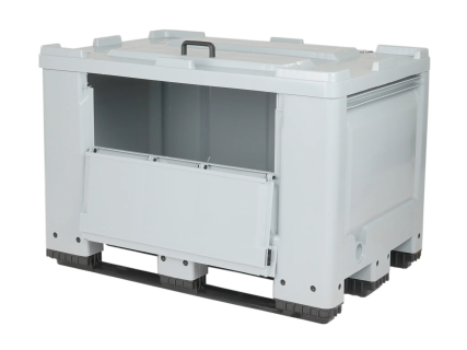 Palettenbox BIG BOX - 1200 x 800 mm - mit Ladeklappe und Deckel - geschlossen - 3 Kufen