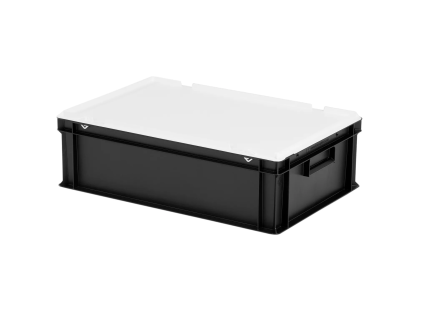 Combicolor stacking bin with lid - 600 x 400 x H 190 mm - black-white