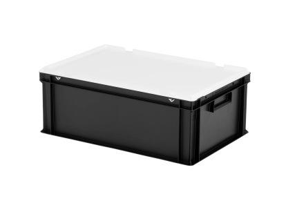 Combicolor stacking bin with lid - 600 x 400 x H 235 mm - black-white